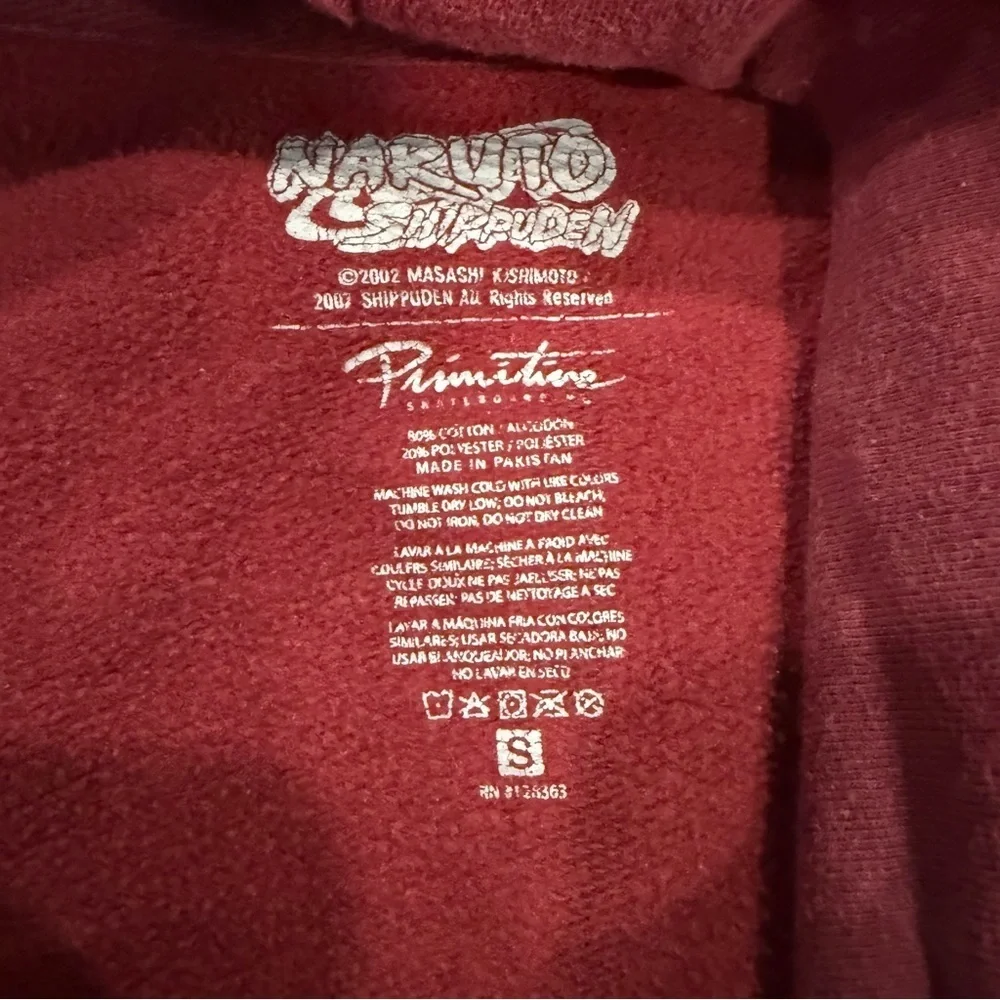 Men's Small Primitive X Naruto Shippuden Itachi Uchiha Burgundy Hoodie Anime